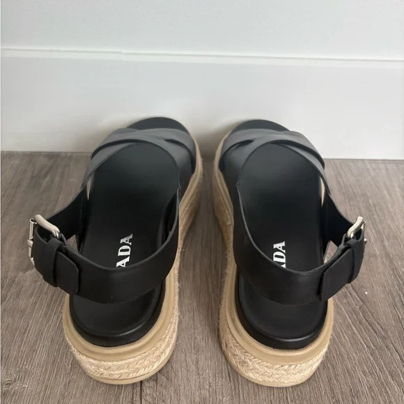 Prada Women's Black Flatform Sandals